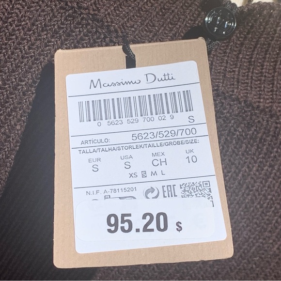 Massimo Dutti Womens 3/4 Sleeves Knit Sweater | S | Brown 5623/529 NEW!! - Picture 9 of 12